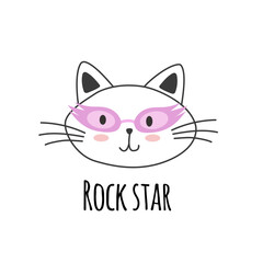 Cute cats in sunglasses with rock star words. Characters, stickers, t-shirt designs.