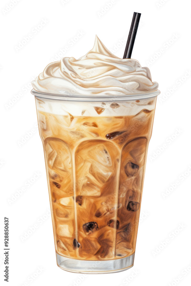 Sticker PNG Ice cappuccino dessert drink food.