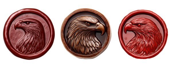 Wax seal embossed with a eagle's head