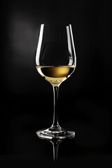 Fototapeta premium Verre de vin blanc sur fond flou, mise en scène boisson, ia générative