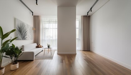Modern Minimalist Interior Design With White Walls and Wooden Floor