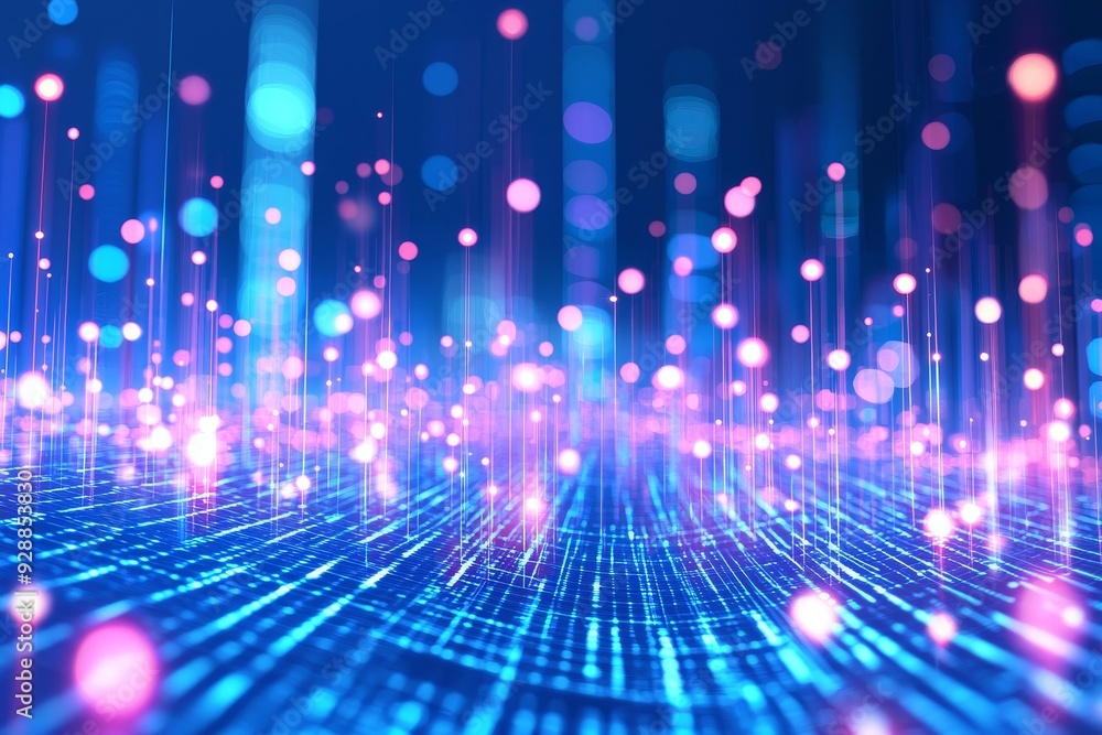Poster an image of a digital wave on a dark background. 3d rendering of a technology and science concept.