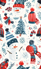 New Year and Christmas 2d cartoon or graphic advertising background, Seamless pattern