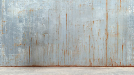 A textured blue wall with rust patterns, ideal for backgrounds, textures, or industrial design...