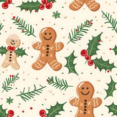 Naklejka premium New Year and Christmas 2d cartoon or graphic advertising background, Seamless pattern