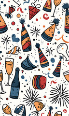 New Year and Christmas 2d cartoon or graphic advertising background, Seamless pattern