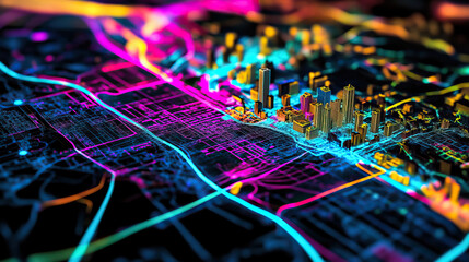 Technical aerial visual, 3D LiDAR GIS aerial map satellite scan model isolated, showing Des Moines. Elevation, topography, render