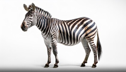 Fototapeta premium On a white BackgroundA realistic zebra stands on a white background
