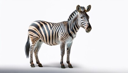Fototapeta premium On a white BackgroundA realistic zebra stands on a white background