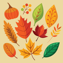 Obraz premium Autumn leaves seamless pattern collection illustrator vector.