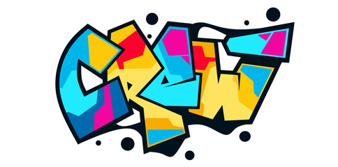 Crew word graffiti text sticker illustration