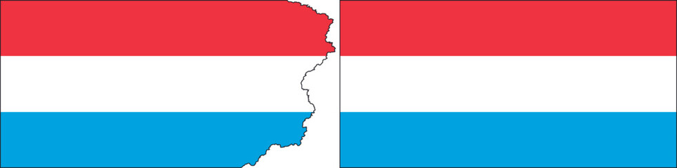 Luxembourg flags vector. Standard flag and with torn edges