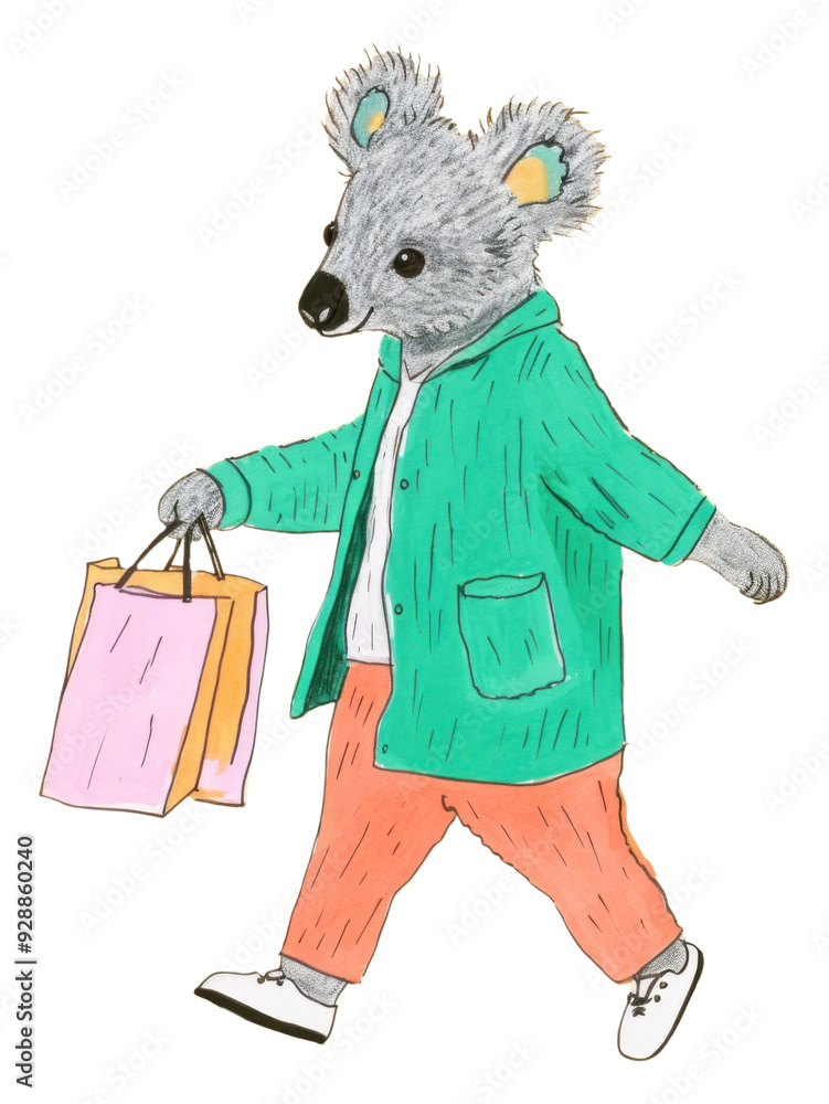 Canvas Prints png koala carrying drawing walking.