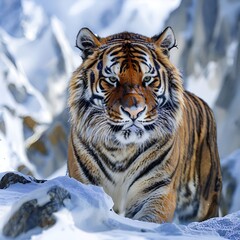 Fototapeta premium siberian tiger in snow