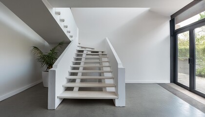 White Concrete Staircase Interior Design