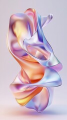 Obraz premium Abstract holographic iridescent colorful fluid shape is floating on pastel background