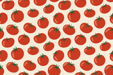 seamless pattern with red tomatoes from farmer's market; great for kitchen textiles, packaging design, recipe cards or digital backgrounds for cooking blogs and websites - vector illustration