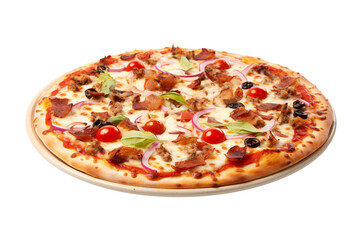 Pizza on transparent background. Pizza related themes. Fast food. Pizza sale. Images for graphic designers. Isolated Pizza. PNG cutout. Pizza fast food. For flyers.