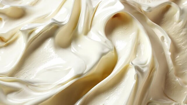 Swirling cream cheese forming an appetizing texture