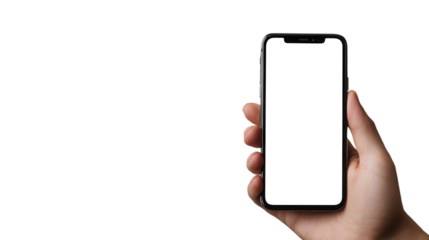 Close-Up of Modern Smartphone with Blank Screen Held in Woman's Hand - Vertical Orientation
