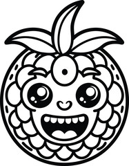 funny fruit cartoon character illustration black and white