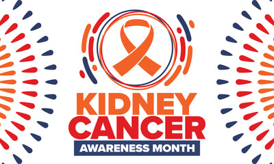 Obraz premium Kidney Cancer Awareness Month. Celebrate annual in March. Control and protection. Prevention campaign. Medical healthcare concept. Poster with ribbon. Banner and background. Vector illustration