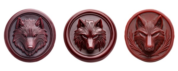 Wax seal embossed with a wolf's head