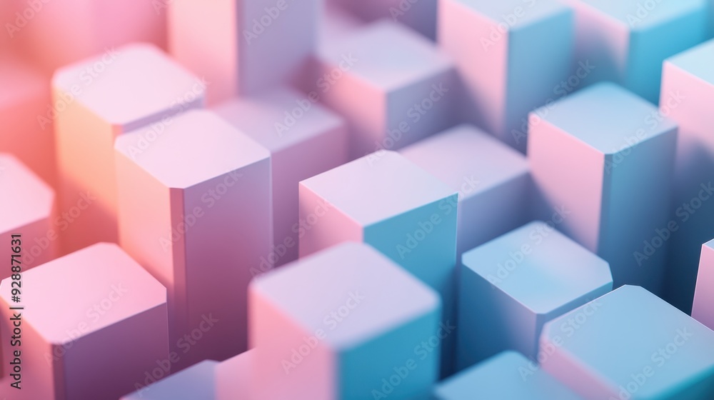 Aufkleber abstract 3d blocks with gradient colors creating a modern visual effect.