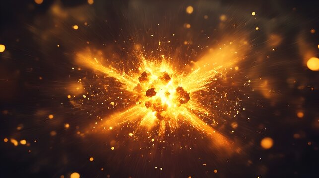 Powerful Nuclear Fission Reaction with Particles Breaking Apart and Glowing Radiance