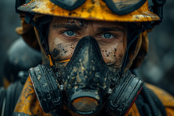 Fototapeta premium AI generated portrait photo of person in uniform rescue service