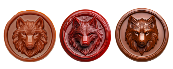 Wax seal embossed with a wolf's head