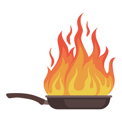 Household accident: food burning in a frying pan
