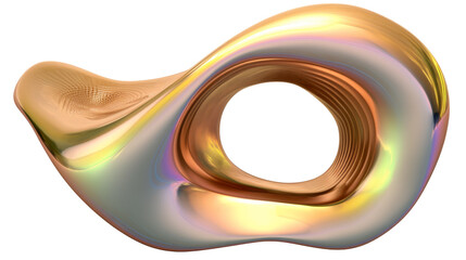 Abstract metallic shape with a hole in the middle.