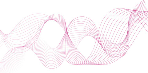 Abstract pink smooth element swoosh speed wave modern stream background. Wave with lines created using blend tool. Abstract frequency sound wave lines and twisted curve lines background.	