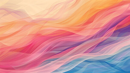 Abstract Gradient Waves of Pink, Purple, Orange, and Blue - Contemporary Digital Art for Modern Design and Backgrounds