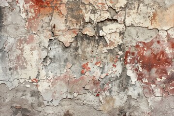 Fototapeta premium A worn-out wall with peeling paint and cracks, suitable for backgrounds or textures