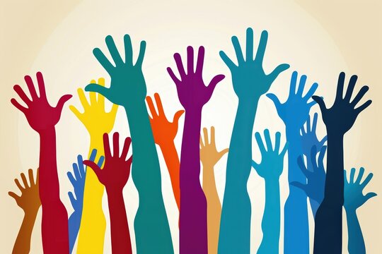 Hands raised in unity