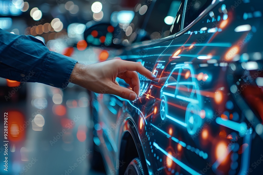 Aufkleber interactive technology display on a car's surface