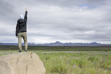 Person on Rock in Iceland