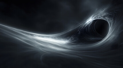 Mysterious Black Hole Vortex in Deep Space with Cosmic Energy Swirling Around Event Horizon and Curved Space-Time Effect