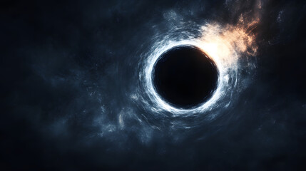 Mysterious Cosmic Black Hole with Glowing Horizon in Deep Space, Depicting the Wonders of Space Phenomena and Sci-Fi Concepts