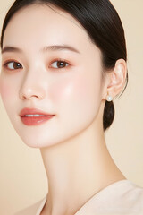 Graceful Portrait of a Young Woman with Elegant Pearl Earrings