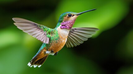Fototapeta premium Vibrant Close-Up of a Graceful Hummingbird in Mid-Flight