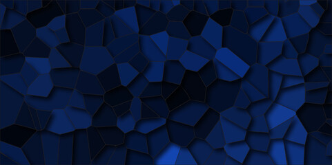 Obraz premium Quartz dark blue Broken Stained Glass Background. Texture of geometric shapes With shadows and stoke .Dark colorful background with polygon or vector frame .Geometric Retro tiles pattern. 