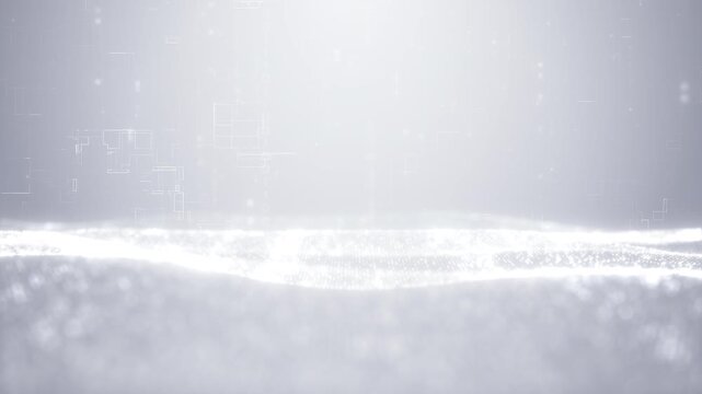 Dynamic digital wave with white tones, representing data flow and technological innovation. Perfect for high-tech presentations and corporate materials.