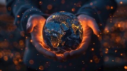 Hands holding Earth globe