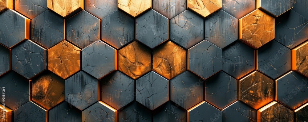 Poster hexagonal honeycomb pattern with 3d effect, 4k hyperrealistic photo