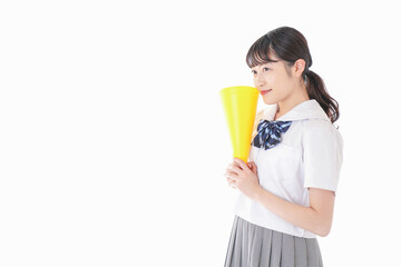 応援をする学生