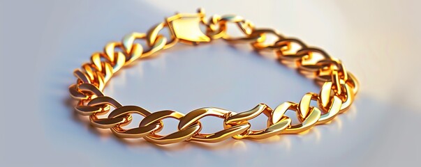 Obraz premium Shiny gold bracelet on white background, 4K hyperrealistic photo