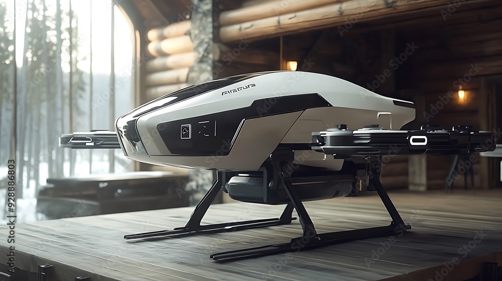Poster a futuristic autonomous drone delivery system with digital tracking and augmented reality interfaces